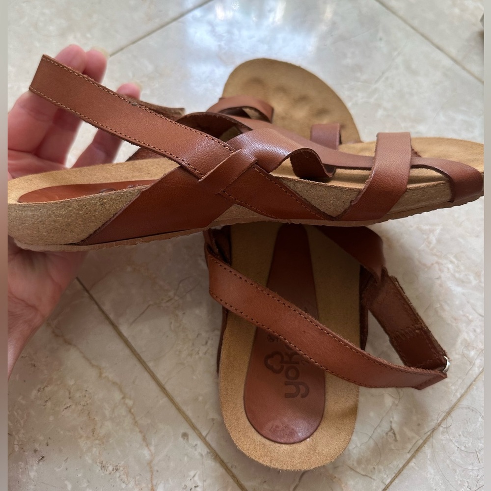 Leather Strappy Brown Women's Sandals - Picture 2 of 8